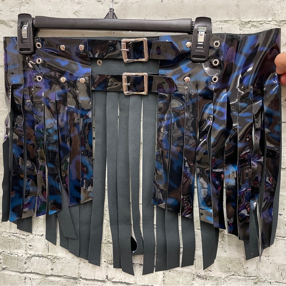 Midnight fringe skirt belt sz L NEW